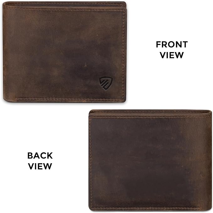 RUNBOX Wallet for Men|Slim Bifold Rfid Blocking Leather Wallet|Front Pocket | Genuine Leather,Handmade,8 Card Slots,ID Window,Money Pocket,Coin Pocket, Gift for Men,Minimalist Compact - Image 6