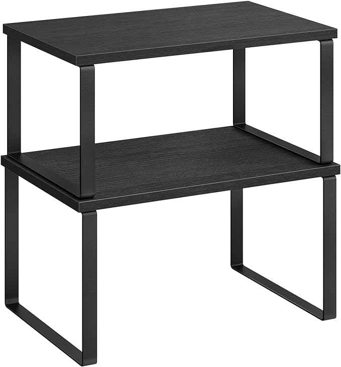 SONGMICS Cabinet Organizer Shelf, Set of 2 Spice Rack, Kitchen Storage | Kitchen Counter Storage Spice Rack, Particleboard, Steel, Ebony and Matte Black, BYSTRO Collection UKCS02B01 by Unknown