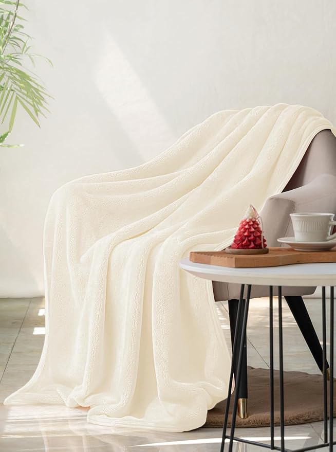 Shawl Blanket Pillow 2-in-1 with Sleeves for Office, Work, Home (Pearled Ivory, 40x60) - Wearable Adult Snuggie Coat Poncho, Airplane Travel Set, Fleece Shoulder Wrap for Men and Women - Image 5
