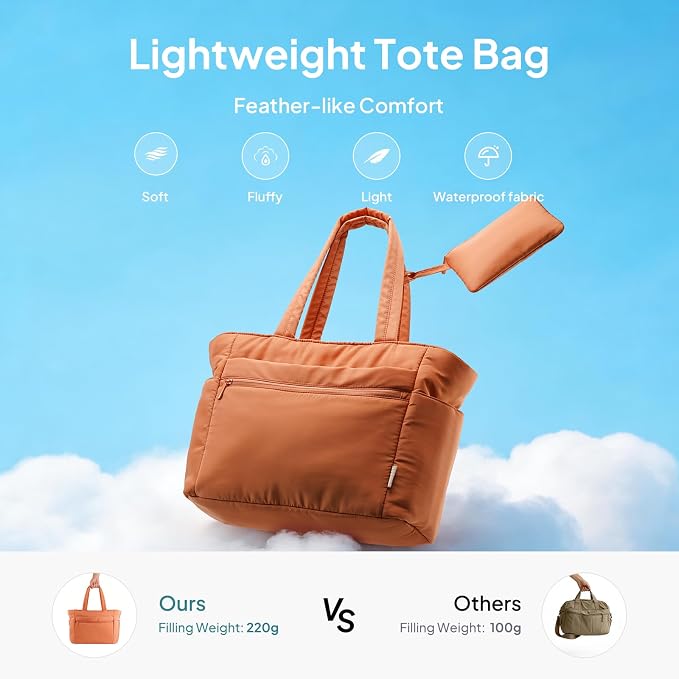 TOPEAST Tote Bag for Women Puffer Travel Carry On Bags with Laptop Compartment & Cup Holder Work Tote for Weekend Overnight - Image 6