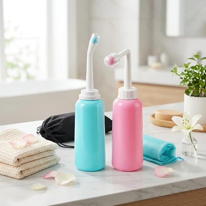 Portable Bidet,17oz Travel Bidet, 500ml Handheld Bidet,Bidet Bottle for Postpartum Care, Portable Bidet for Travel,Outdoor,Personal Hygiene, Camping Bidet,2 Pack, Mint Green & Pink - Image 3