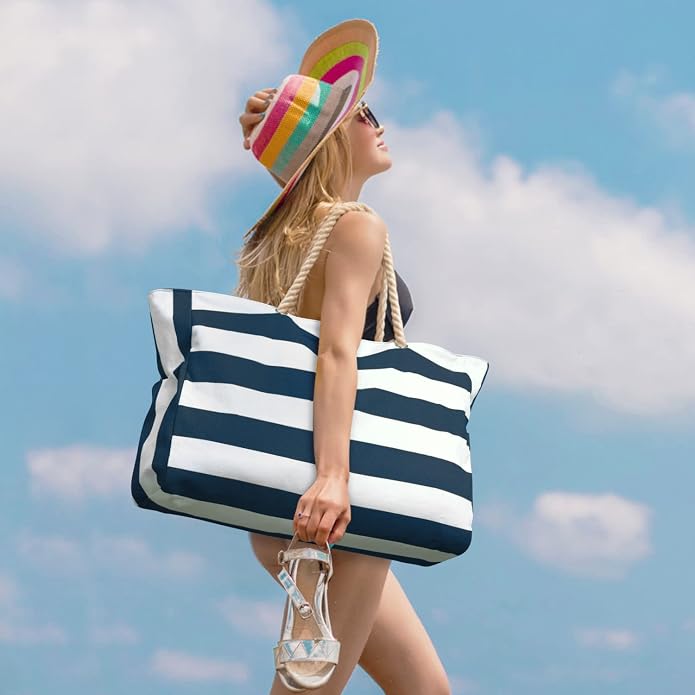Becokan Beach Bags for Women Large Waterproof Beach Tote Bag Zipper Beach Bags Waterproof Sandproof Swim Pool Bag Large Tote - Image 2