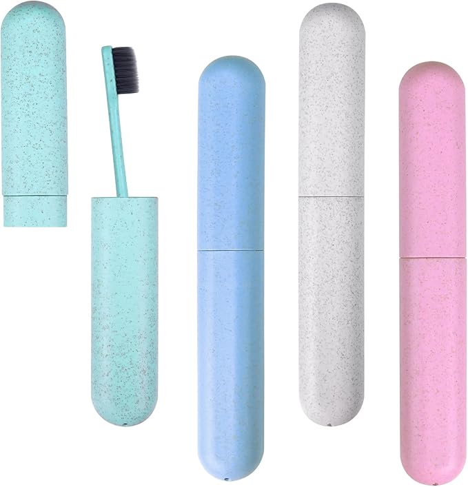 Hooqict 4 Pack Travel Toothbrush Case Portable Travel Toothbrush Holder Plastic Toothbrush Container Protector Cover for Traveling, Camping, Home, School, Business by Hooqict
