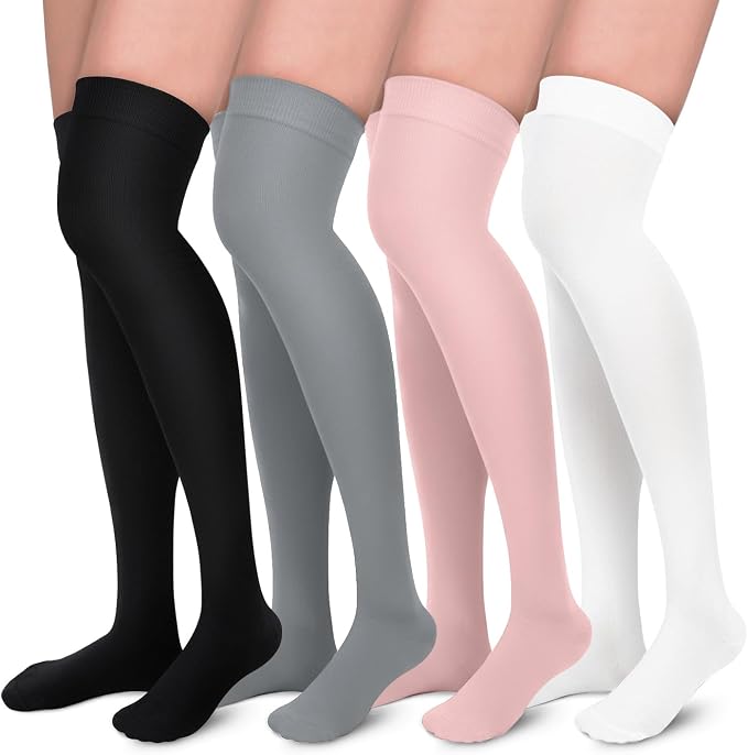 Aoliks Compression Socks for Women and Men 4 Pairs, Mild Support | Long Knee High Stockings for Nurses Running Travel Flying Pregnancy Athletic 15-20 mmHg by Aoliks