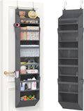 Lifewit 1 Pack Over the Door Organizer, 6 Section Clear Window Hanging Storage with 4 Side Pockets, Sturdy Anti Tilt 40 lbs Load Behind Door for Closet, Bedroom, Bathroom, Nursery, Dorm, Dark Gray by Lifewit