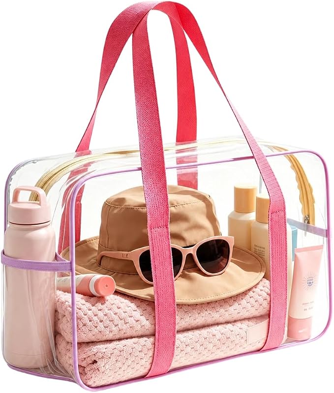 Macaron Jelly Clear Beach Bag for Women,13.8''L*10.3''W*5.2''H | PVC Waterproof Tote Bag for Beach,Pool,Outdoor Events & Daily by Unknown
