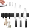 Knife Magnetic Strip With 3 Hooks, 14" Magnetic Knife Holder for Wall Mount Fridge Refrigerator, No Drill Knife Magnet Tool Holder Bar Adhesive Backing, Kitchen Organizer Knives Block RV Accessories by HEREOFhereisforyourneeds