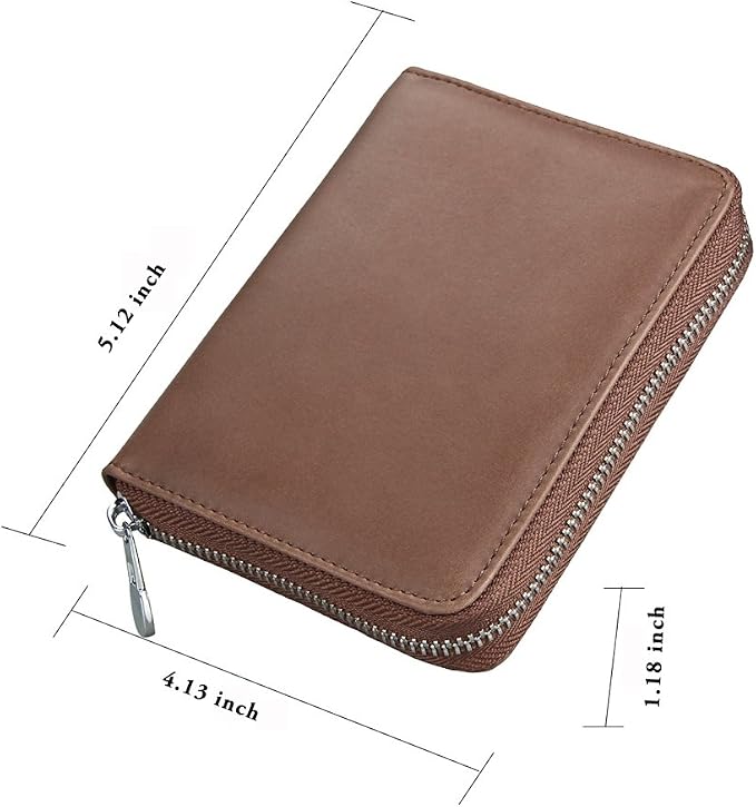 RFID Blocking 24 Slot Credit Card Holder Wallet Real Leather Multi Card Organizer Wallet with Zipper - Image 5