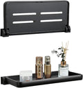 RV Fold-Down Wall Shelf, Aluminum Folding Shelf 2Pack | 90° Space-Saving Camper Bathroom & Kitchen Organizer, Dual Installation (No-Drill or Screws), Waterproof, Rustproof(Black) by NONGKANG
