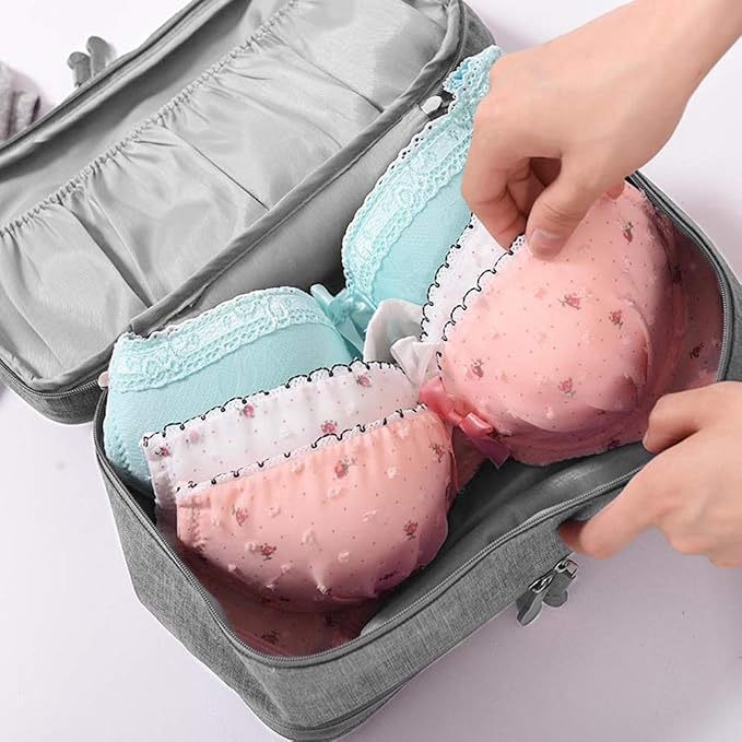 Portable Underwear Bra Storage Bag Waterproof Travel Organizers Multi-Layer Toiletry Packing Cube - Image 3