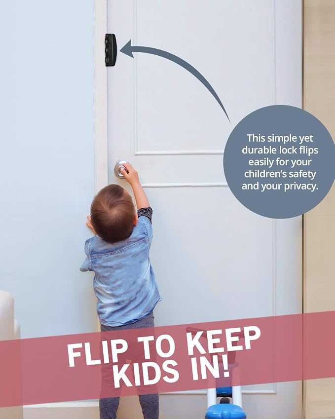 Jack N’ Drill Flip Action Door Lock (6 Pack)- Reversible Privacy Door Locks with Anti Lockout Screw for Child Proofing and Home Defense, Easy to Install and Durable Lock for Interior Swing-in Doors - Image 3