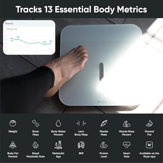 Wyze Smart Scale X Digital Bathroom Scale for Body Weight and Fat(White) | BMI Muscle Mass Body Composition Scale, ITO Glass, Baby/Pet/Luggage Modes, Batteries Included, Syncs with Fitness Apps - Image 4