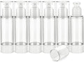 2.7OZ/80ML Clear Airless Pump Bottles, Lotion Dispenser Travel with Pump, Vacuum Plastic Travel Size Lotion Bottle for Foundation, Creams, Cosmetic(6 Pack) by Weareyourgoodpartners