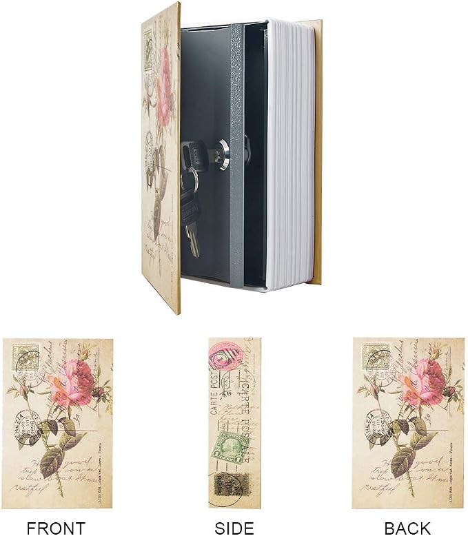 Small Sized Diversion Book Safe Storage Box, Dictionary Secret Safe Can with Security Combination Lock/Key, Diversion Book Hidden Safe (Key, Rose) - Image 3