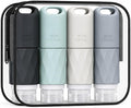 Travel Bottles for Toiletries, TSA Approved 3oz Leak Proof Silicone Travel Size Containers with Cross-Valve Cap, Refillable Bottles with Labels & Clear Bag for Shampoo, Body Wash (4 Pack-Grey) by JUSFANE