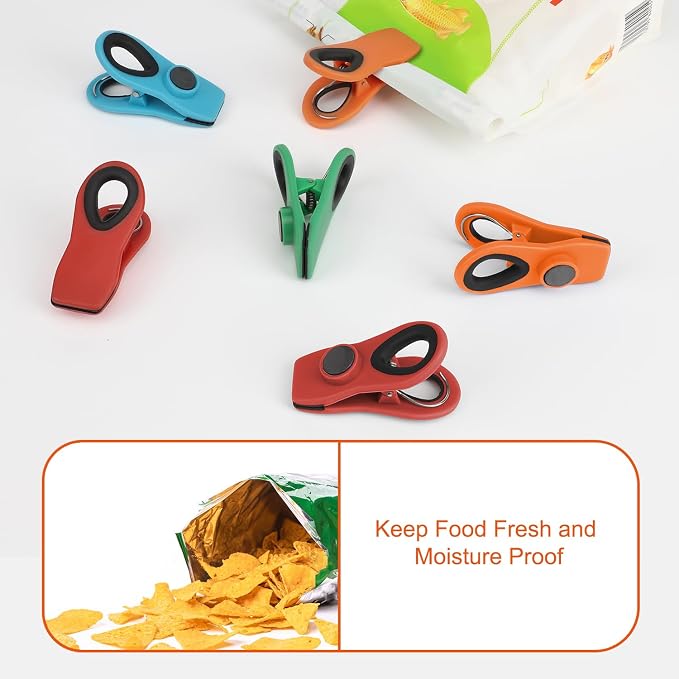 Chip Clips, Magnetic Bag Clips with Air Tight Seal for Food Storage, 16 Pieces, Multicolor - Image 6