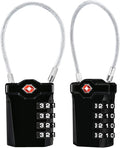 Diyife 2 Pack TSA Luggage Locks, 4 Digit Travel Combination Padlock | with 14cm Flexible Cable for Suitcase Luggage Backpack School or Gym Cabinet (Black) by Diyife
