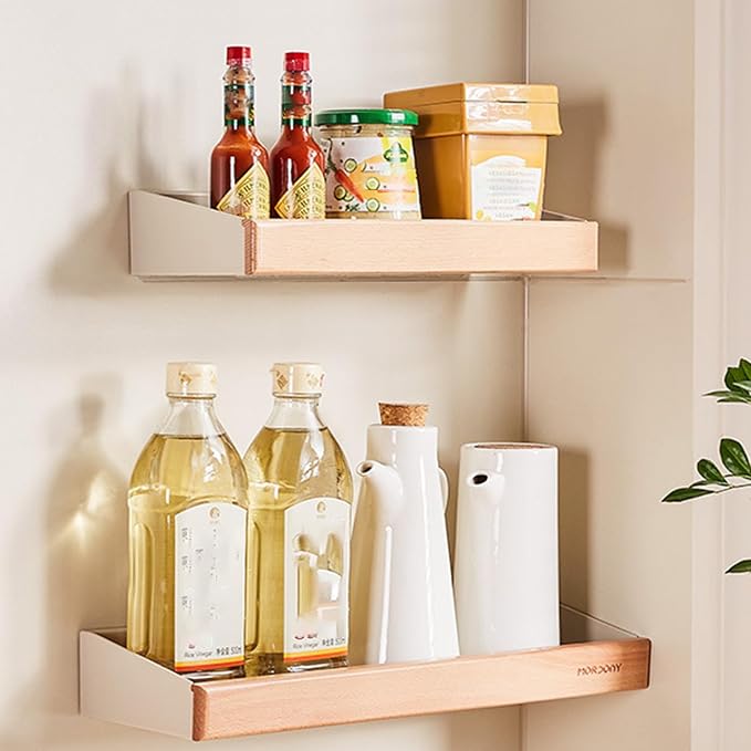 12 Inch Adhesive Floating Shelves for Wall, White Wall Shelves No Drill with 1 Inch Height Wooden Decor, Plastic Adhesive Wall Shelves Organizer for Living Room, Bedroom, Office and Kitchen - Image 5