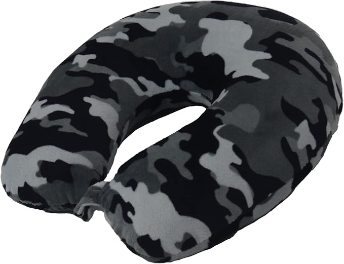 Wolf Essentials Adult Cozy Soft Microfiber Neck Pillow for Travel – Compact, Machine Washable - Perfect for Airplane, Car, or Home Use - Filled and Finished in The USA – Black Camo - Image 5