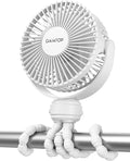 Gaiatop Mini Portable Stroller Fan, Small Clip on Fan 3 Speed Rechargeable | 360° Rotate Flexible Tripod, Battery Operated Detachable, Cooling for Car Seat Crib Treadmill Travel White by GAIATOP
