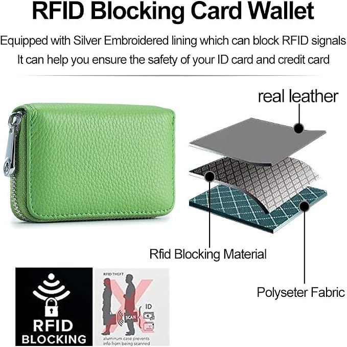 RFID Credit Card Holder Genuine Leather Credit Card Wallet with Zipper | RFID - Image 5