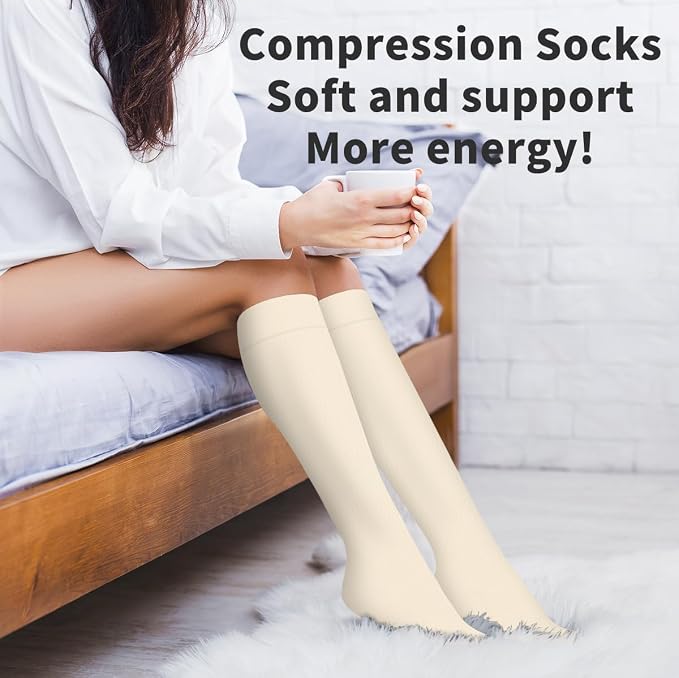 COOLOVER 4 Pairs Compression Socks for Women & Men Circulation 15-20mmHg -Best Support for Nursing, Athletic, Cycling, Flight - Image 4