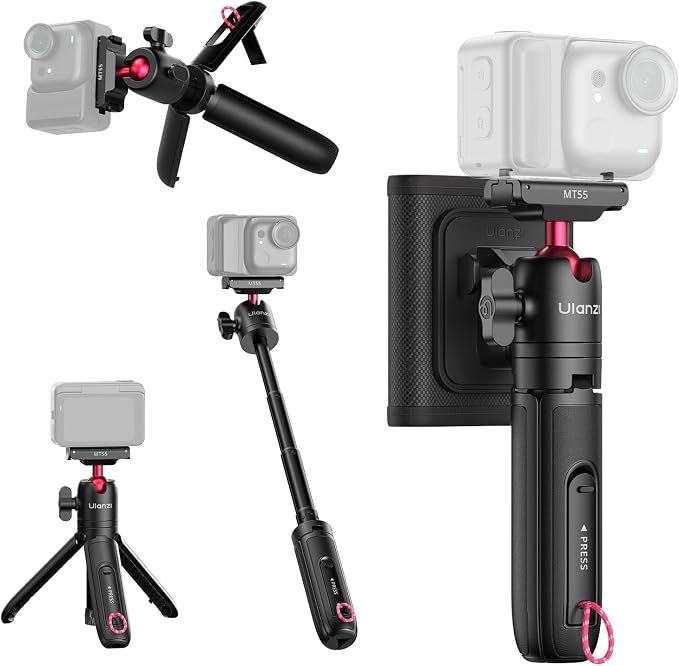 ULANZI MT55 Magnetic Mini Selfie Stick Tripod for Insta360 GO Ultra | Mantis Hook, Quick Snap Strap Mount, Magnetic Base for Action 6 Nano, 4-Section Extension, 360° Ball Head by ulanzi