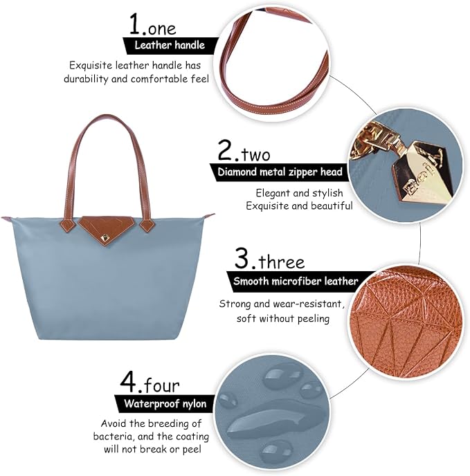 Women Tote Bag,Stylish Waterproof Nylon Ladies Shoulder Bag, Folding Beach Travel Bag for Work,Shopping, Large - Image 5