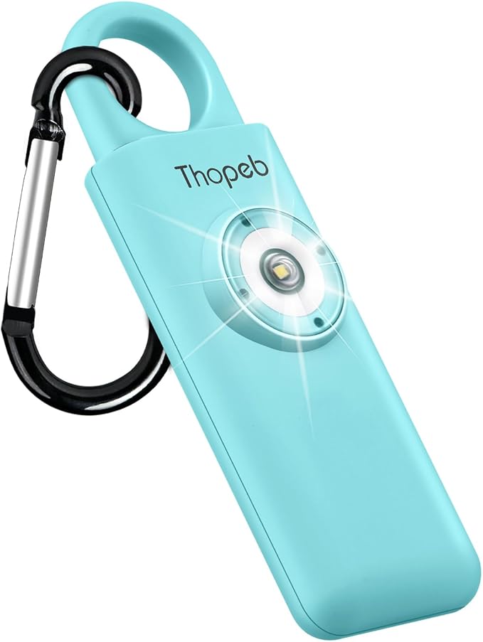 Personal Safety Alarm for Women – Superior Loud Siren & SOS Strobe | Premium Compact & Well-crafted Self Defense Keychain Alarm, College Dorm Essential, Variety of Colors (Aqua) by Thoepb