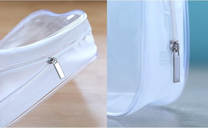 5 Pack Clear PVC Zippered Toiletry Carry Pouch Portable Cosmetic Makeup Bag for Vacation, Bathroom and Organizing - Image 3