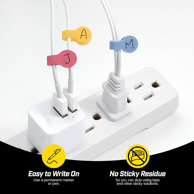 Wrap-It Storage Cable Labels - Mini, Macaron (60 Pack) | Colorful Charger & Wire Labeler for Cord Organization - Image 2