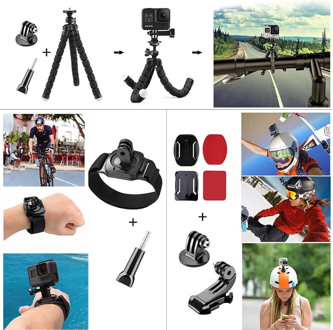 20-in-1 Action Camera Accessories for GoPro Hero 13 12 11 10 9 8 Max 7 6 5 4 Black GoPro 2018 Session Fusion Silver White Insta360 DJI SJCAM APEMAN AKASO and Others Cameras - Image 6