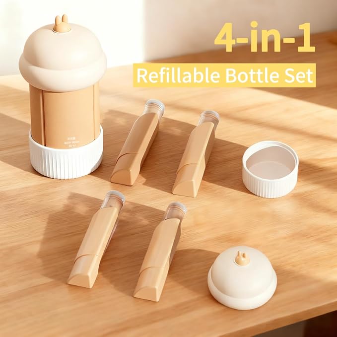 Travel Cosmetic Case Toiletry Bag with Zipper Refillable 4-in-1 Silicone Kit Toiletry Bottles、Squeeze Toiletry Bottles Leakproof Accessories for Toiletries Shampoo Lotion Body Wash (BPA Free) - Image 5
