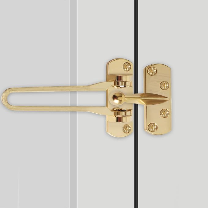 Alise Swing Bar Door Lock,Gold Door Lock for Front Doors and Inside Doors | Security Door Guard Latch for Kids Safety Home Security,Hotel Latch Lock Front Door Child Lock - Image 5