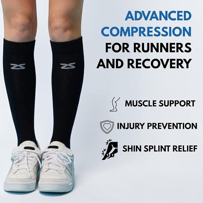 Zensah Tech+ Compression Socks - Knee High Running Socks for Sports, Travel, Made in Italy - Image 6