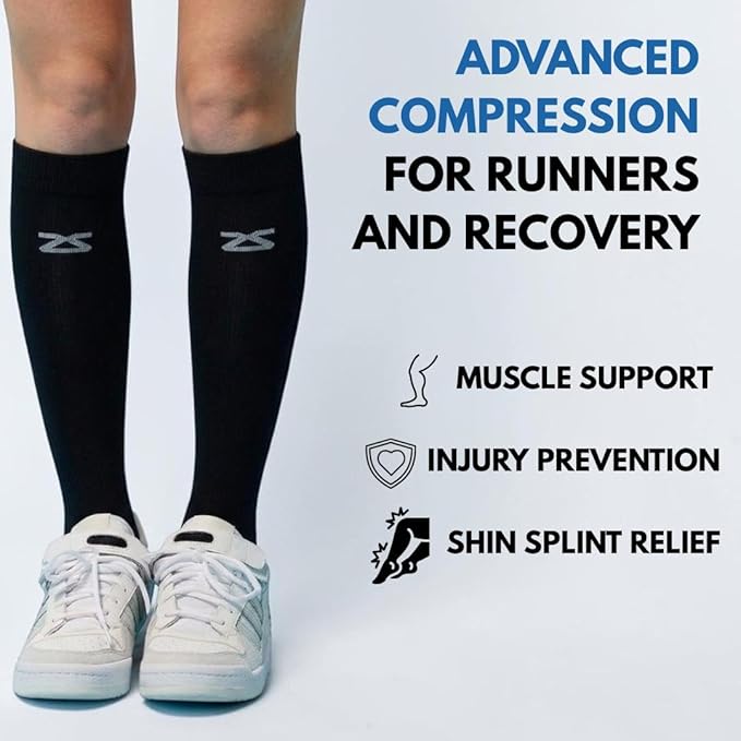 Zensah Tech+ Compression Socks - Knee High Running Socks for Sports, Travel, Made in Italy - Image 6