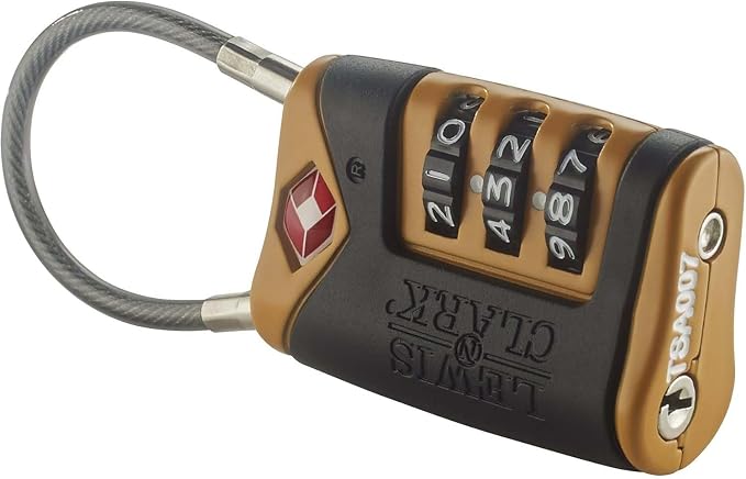 Lewis N. Clark TSA-Approved Combination Luggage Lock with Steel Cable (2-Pack), Orange, One Size - Image 5
