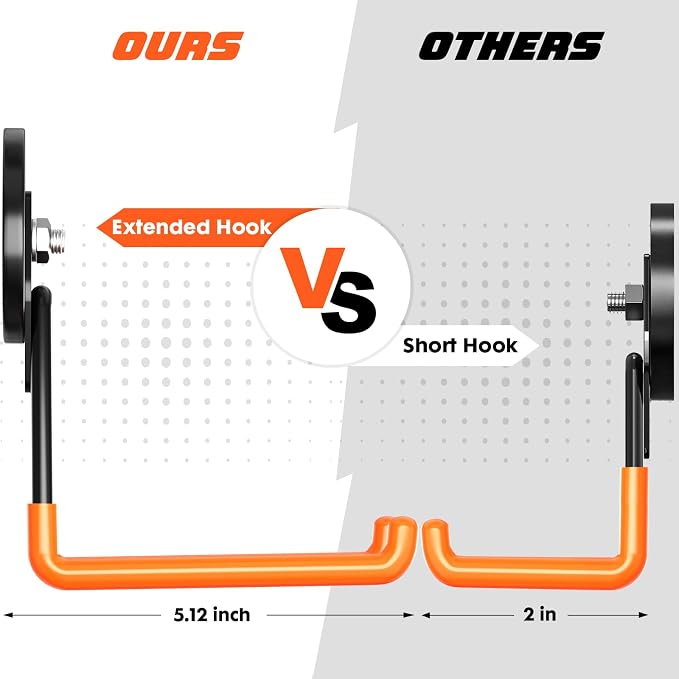 Heavy-Duty Storage Magnetic Hooks，No Need for Drilling, with Anti-Slip Coating, Suitable for Garages, Workshops, Kitchens, Storage Cabinets, RVS, Garden Tool Storage (Orange 3 pro) - Image 3