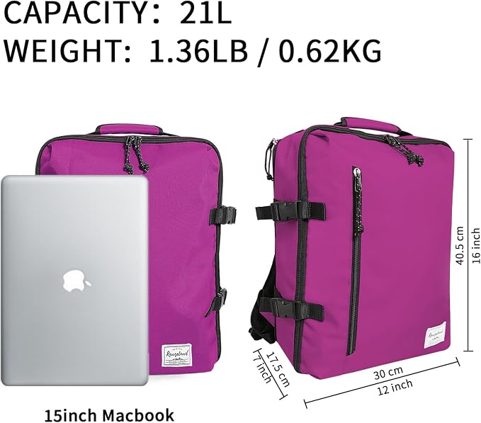 Lightweight Backpack for Women Airline Approved Weekender Bag with Separate Laptop Compartment, Travel Gym Sport, Orchid - Image 2