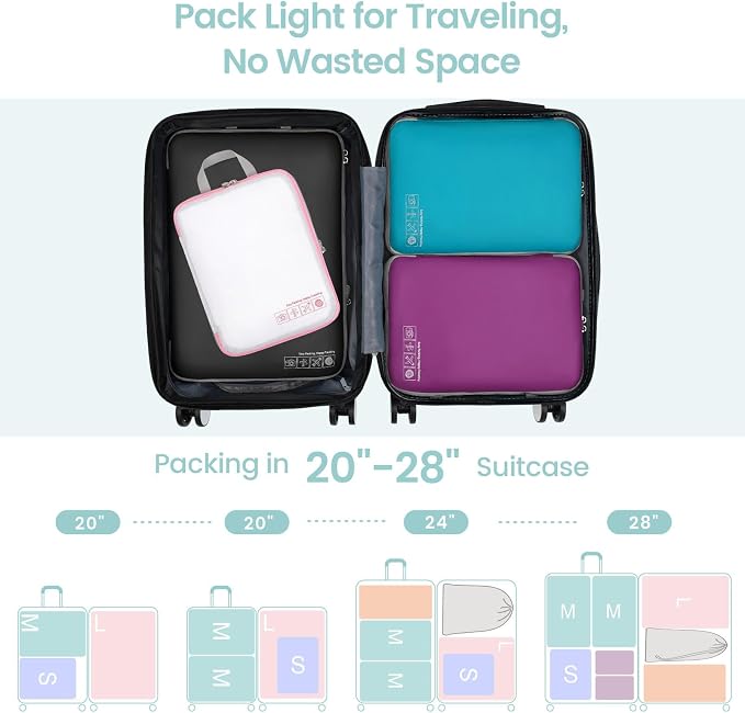 Cambond Compression Packing Cubes for Travel - Luggage Suitcase Organizer | Compression Zip Design for Space-saving, Expandable, Lightweight, Keep Clothes Sorted, Luggage Space Tidy, Carry on Pack Fast - Image 7