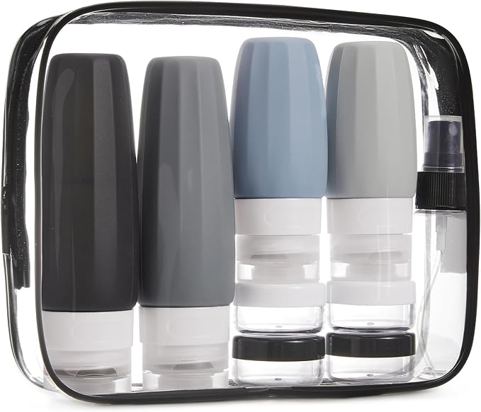 BAGSMART 18 Pack TSA Approved Travel Bottles for Toiletries, Leak Proof Silicone Travel Size Containers Bottles for Shampoo, Grey by BAGSMART