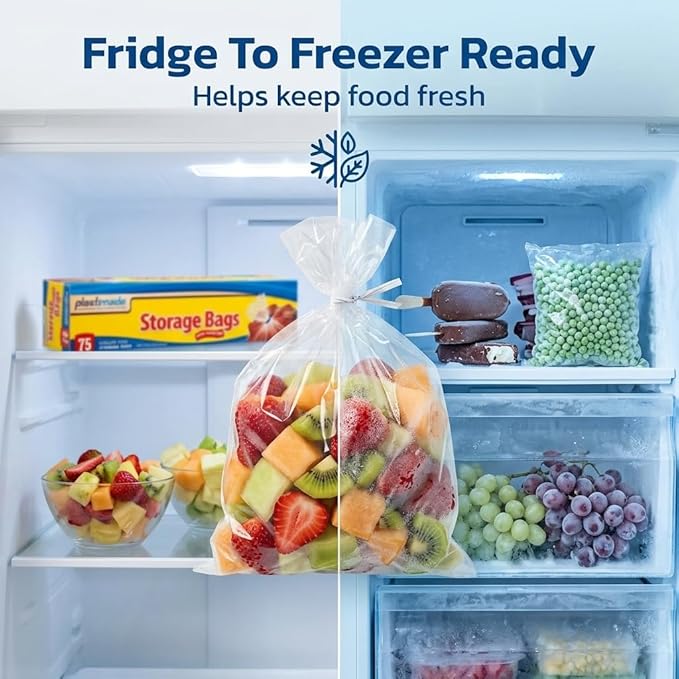 1 Gallon Storage Bags With Twist Ties, 300 Count (4 Packs of 75) | Roomy 11 x 12.5 in baggies for produce, snacks, freezer & pantry; flexible, tear resistant & easy to fill for meal prep - Image 4