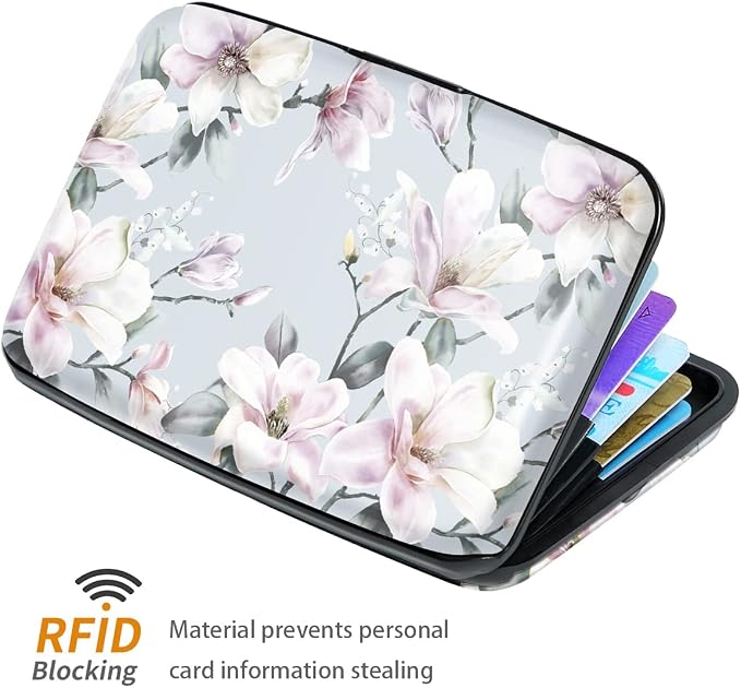 Coco Rossi Credit Card Holder RFID Aluminum Small Mini Wallet Women | Metal Wallet, Business Cards Holder, ID Case, Slim Sleeves, Womens Girls Gift, Carry Proof Wallets for Travel, Magnolia - Image 4
