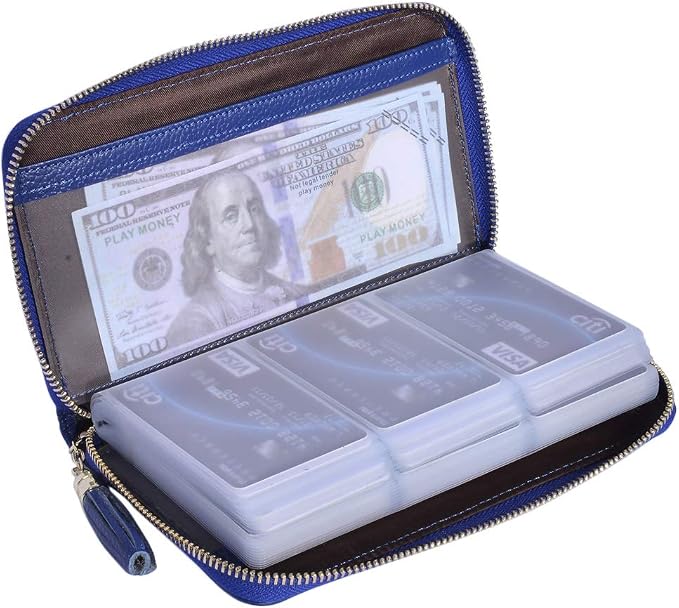 Easyoulife Credit Card Holder Wallet Womens Zipper Leather Case Purse RFID Blocking by Easyoulife