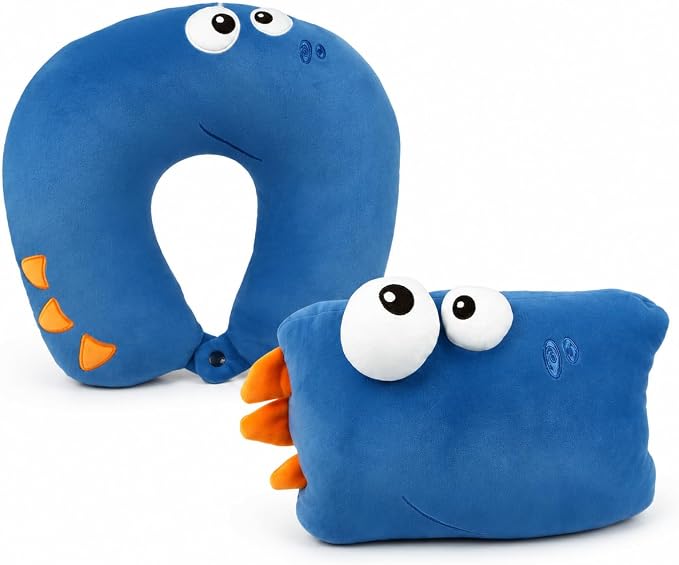 Travel Pillow for Kids & Adults Car Neck Pillow Memory Cotton U-Shaped Neck Pillow Soft Head Support Travel Accessories for Airplane Car Train Bus (Dinosaur) by Unknown