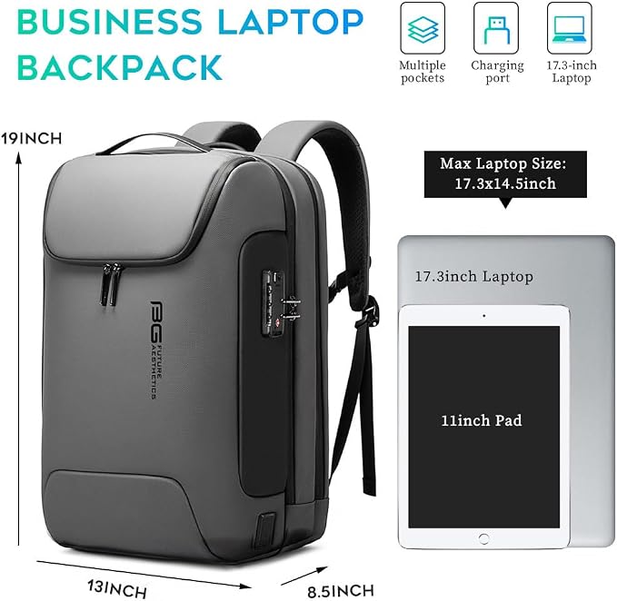 BANGE Anti Theft Backpack With TSA Lock,Waterproof Backpacks With YKK Zipper, High Tech Business Backpack For Men And Women, Laptop Backpack Fits For 17.3 Inch Notebook… - Image 4