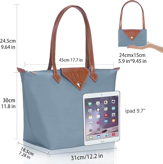 Women Tote Bag,Stylish Waterproof Nylon Ladies Shoulder Bag, Folding Beach Travel Bag for Work,Shopping, Large - Image 4