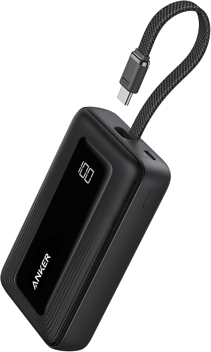 Anker Power Bank,10,000mAh 30W with USB-C Travel Essential Portable Charger | 30W Portable Charger with USB-C Input and Output for iPhone 17 / 16, Galaxy, and More (Black) by Unknown