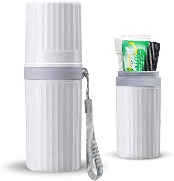 Toothbrush Travel Case, Grey Toothbrush Holder Travel | Large Travel Toothbrush Cup Case, Portable Travel Toothbrush Container for Traveling, Camping, Business, and School by LIKAJON