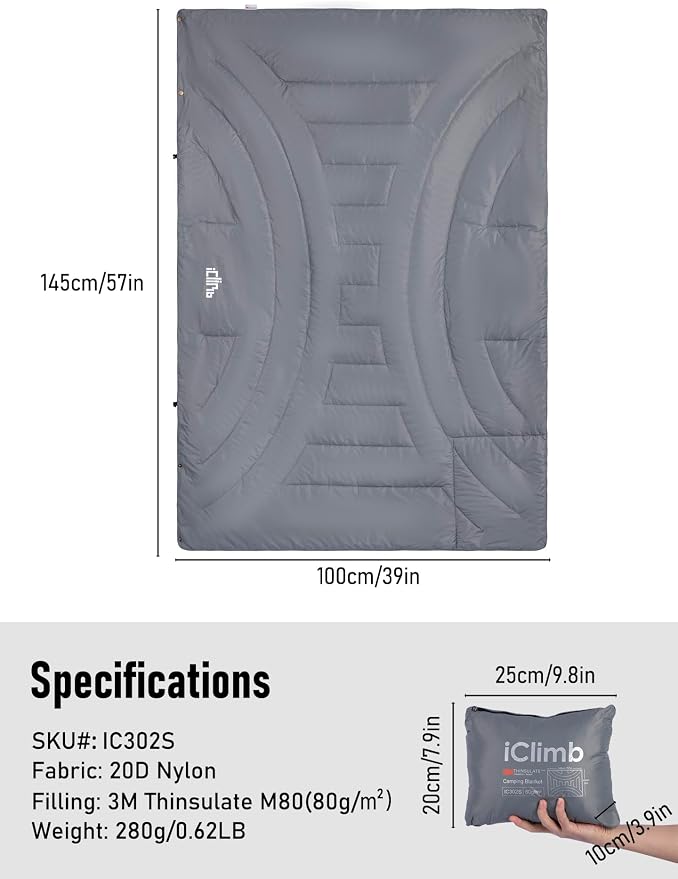 3M Thinsulate Insulation Warm Camping Blanket Ultralight Compact - Image 6